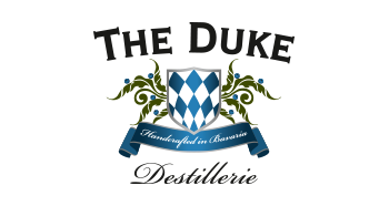 Schriftzug The Duke darunter befindet sich ein Wappen in den Farben Blau und weiß.